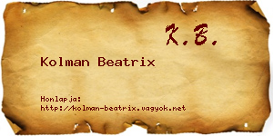 Kolman Beatrix névjegykártya